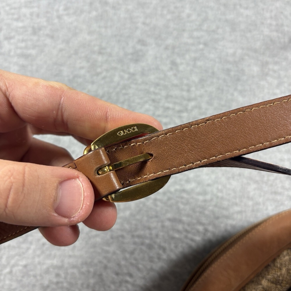 Vintage 80s Gucci GG Monogram Camera Bag Leather Crossbody Shoulder Purse Italy - Picture 4 of 16